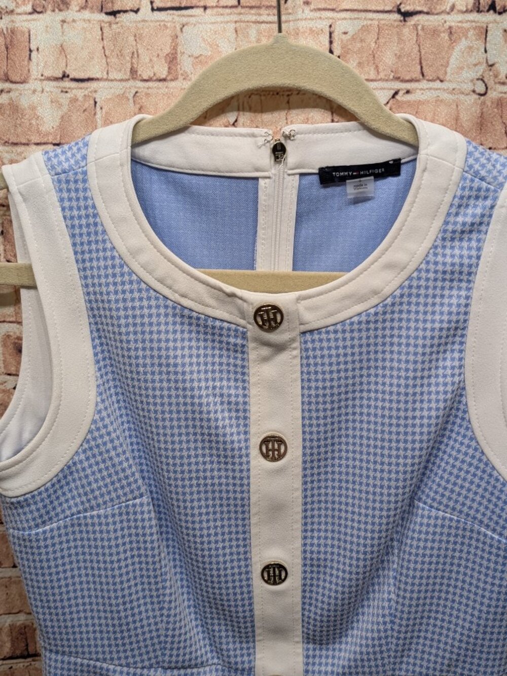 Tommy Hilfiger Blue & White Sleeveless Button-Front Shift Dress Size 6 - Picture 5 of 14